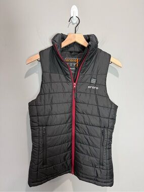 ORORO Women’s Classic Heated Vest Black Red Zip Size Small No Battery